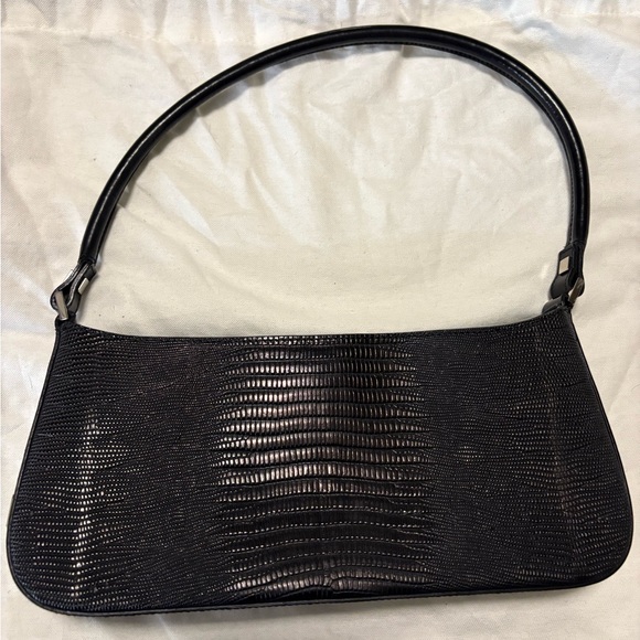 Salvatore Ferragamo Black Crocodile Embossed Shoulder Bag - Picture 1 of 4